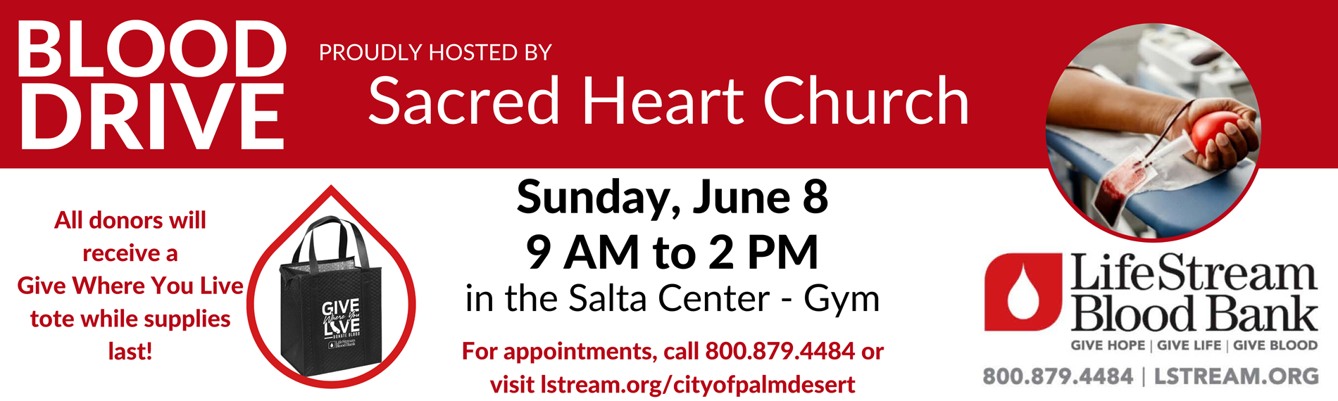 Blood Drive | June 8 | 9an - 2pm | Gym