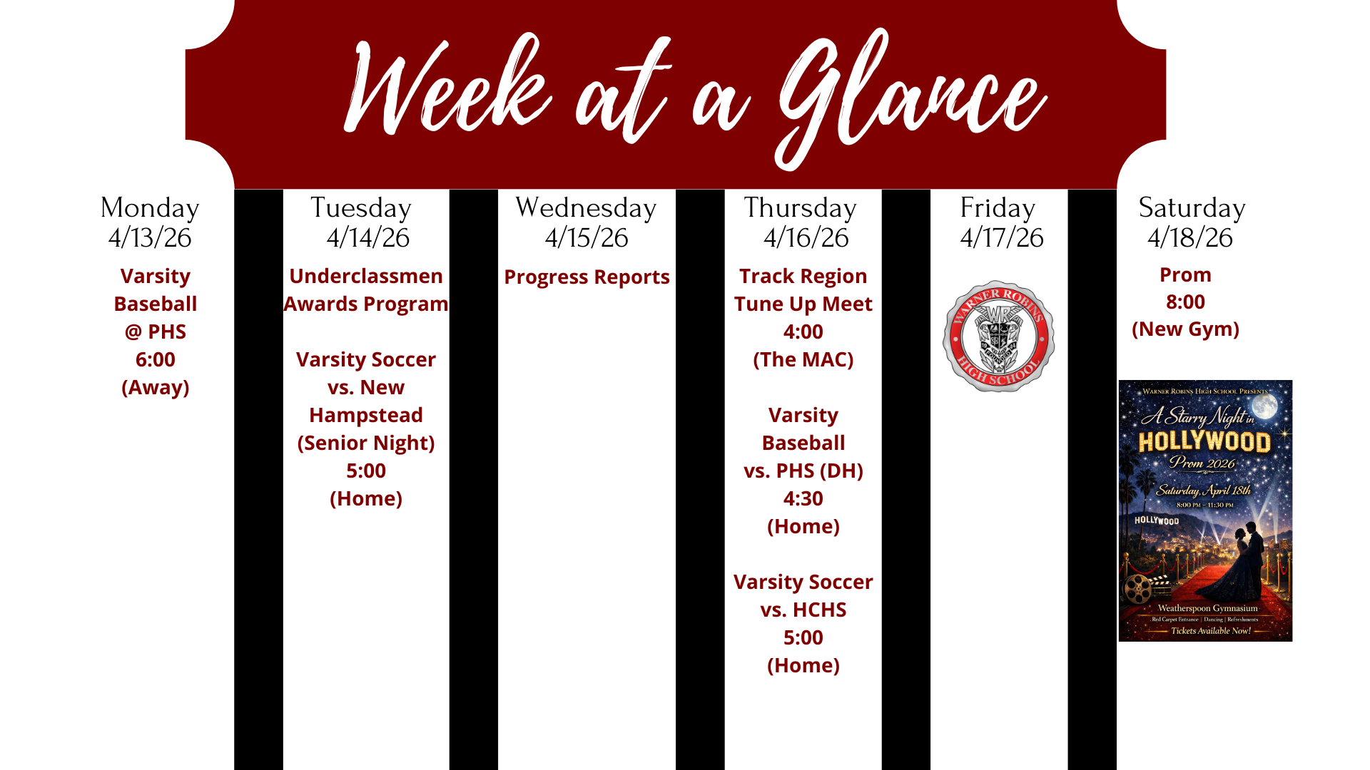 Week at a Glance April 13-April 18