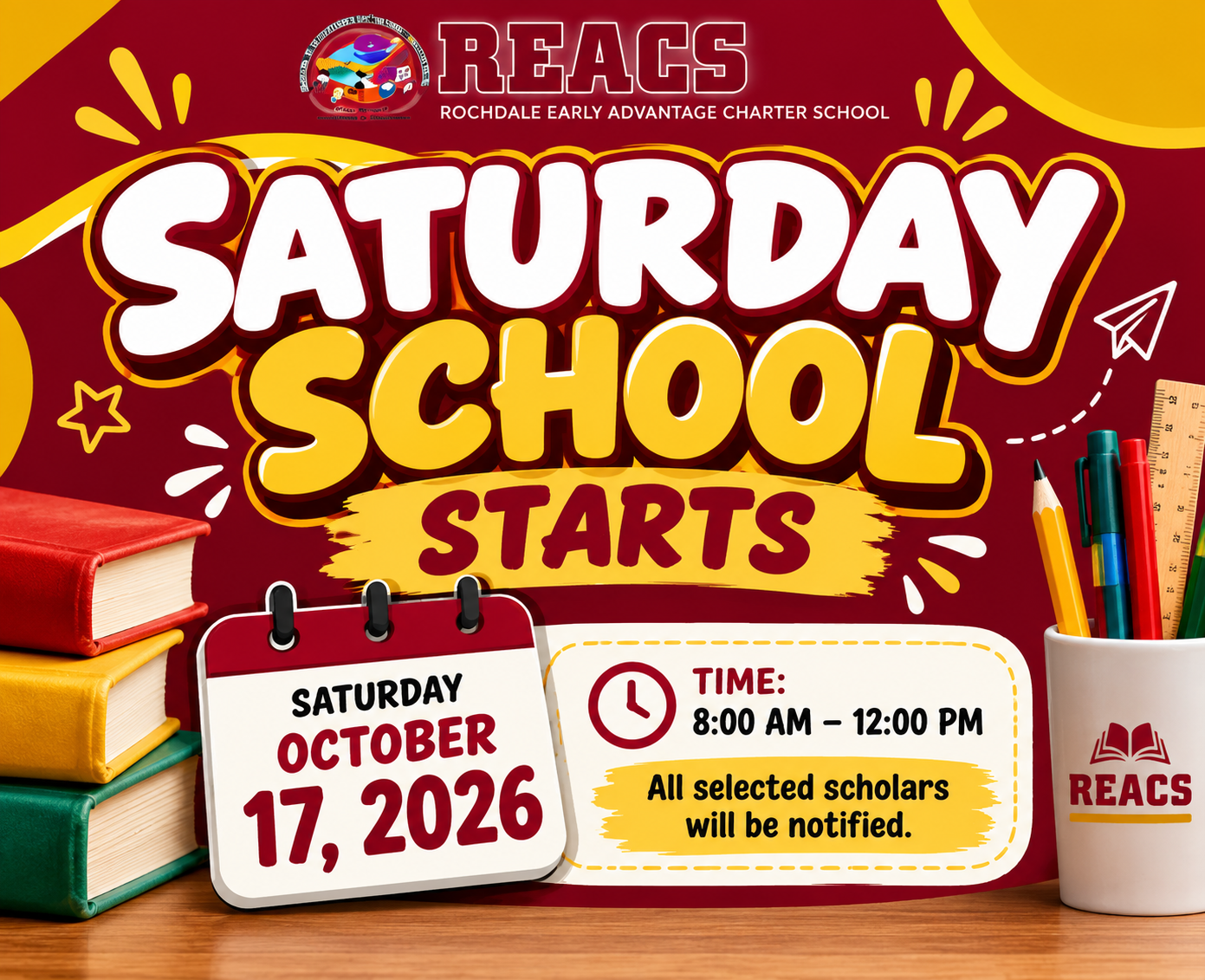 Saturday School Starts flyer