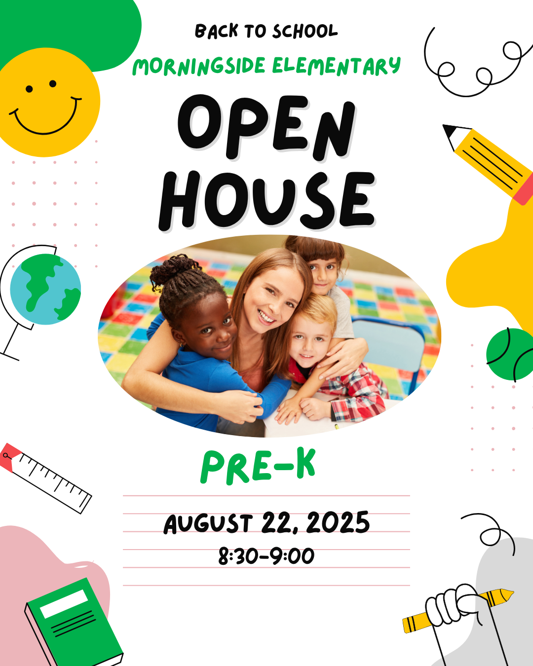 MSES Pre-K Open House August 22, 2025 from 8:30-9:00am