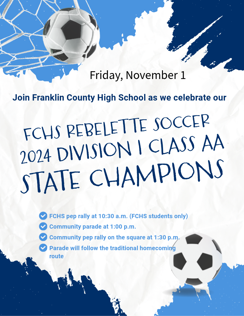 Flyer with information about soccer celebration