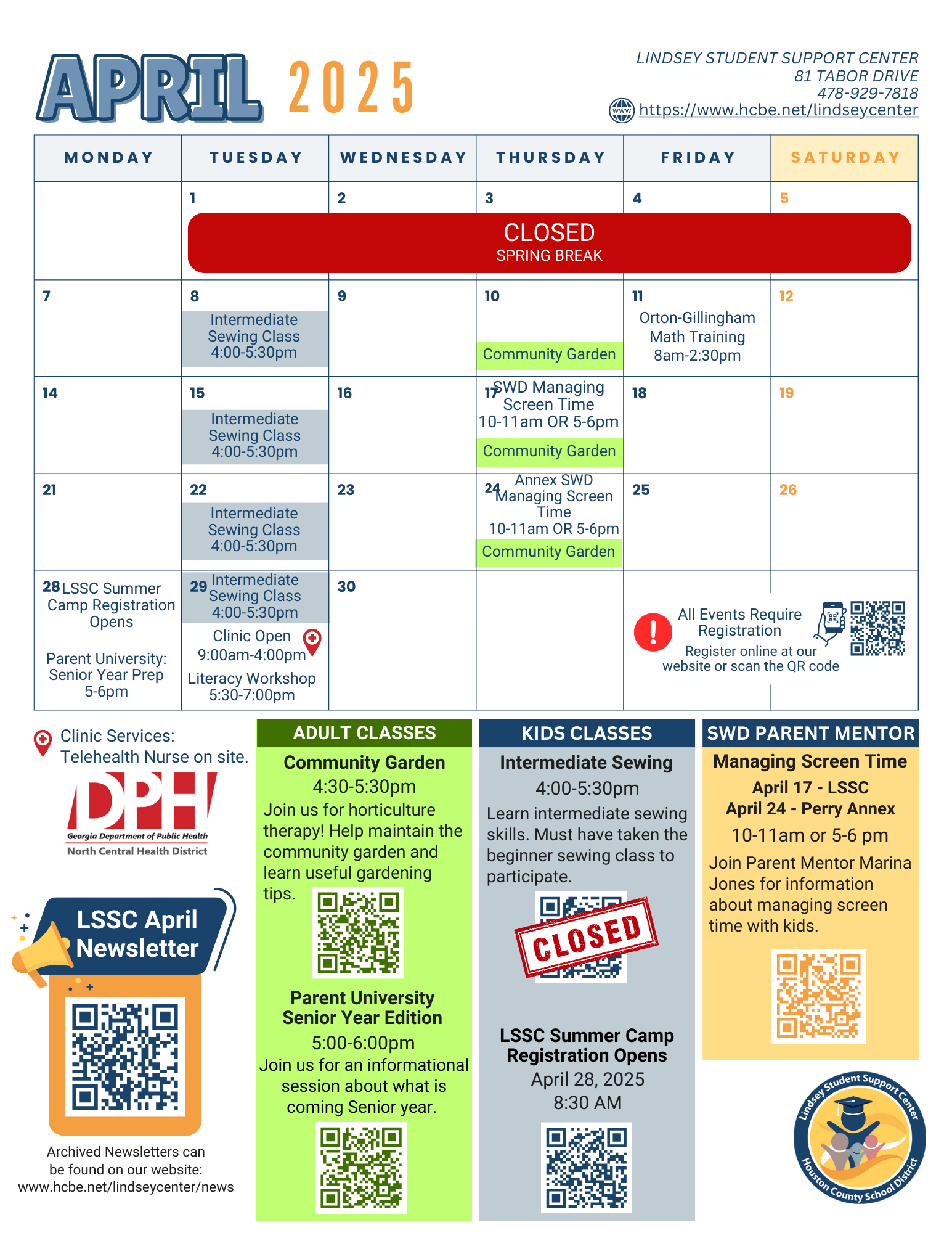 LSSC April Calendar
