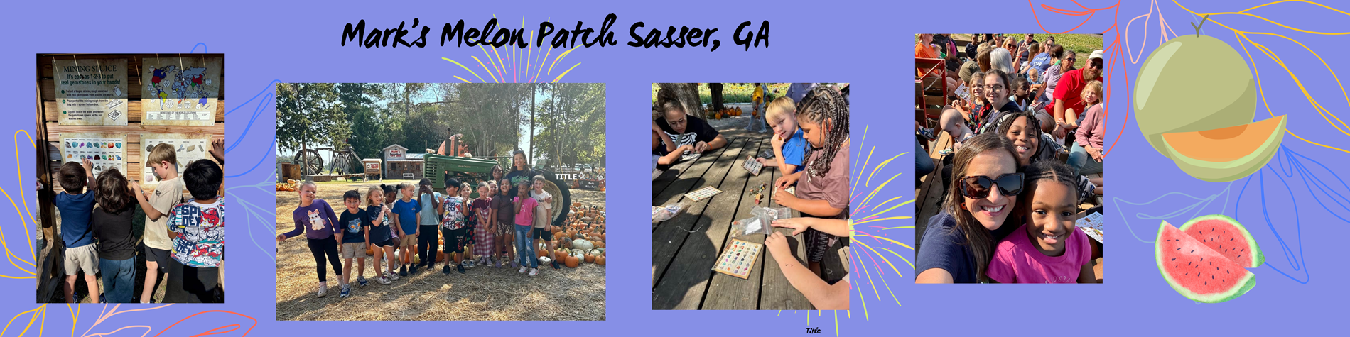 First graders and Mrs. Patterson enjoying a field trip to Mark’s Melon Patch in Sasser, GA 
