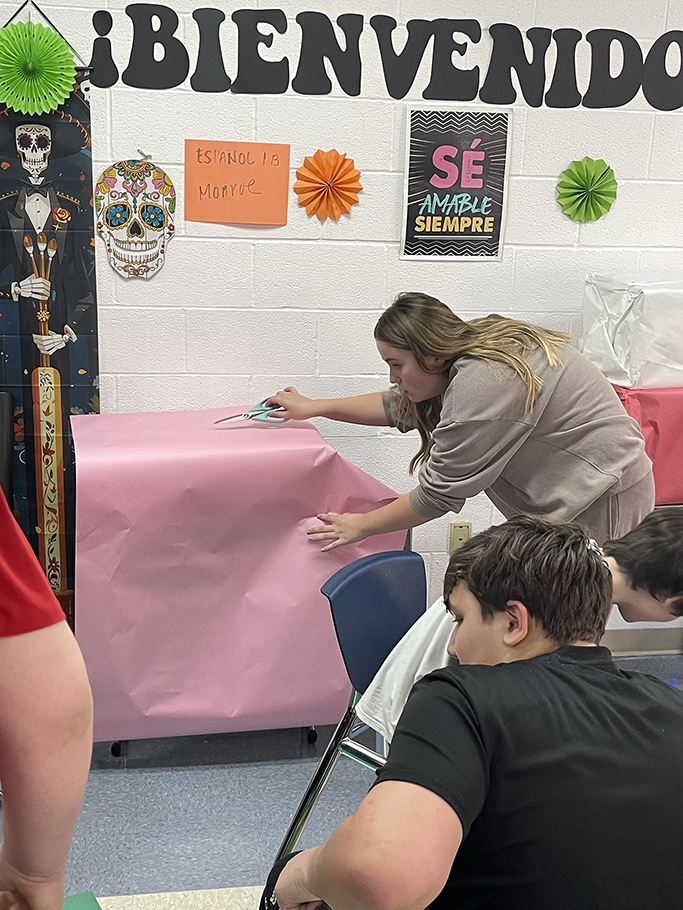 Students working on their altar