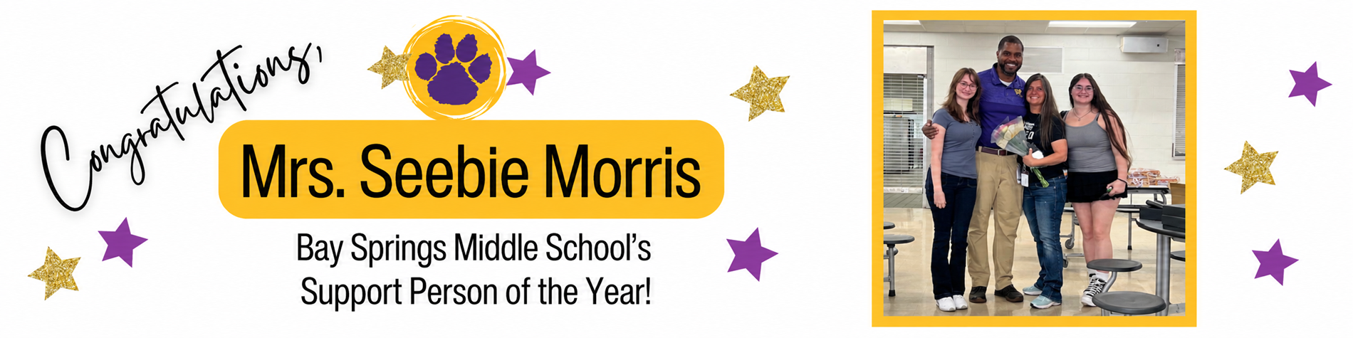 Support Person of the year Mrs. Morris