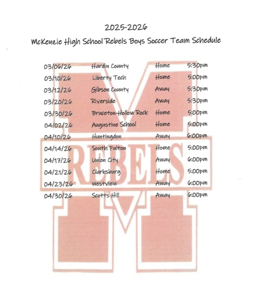 2026 Boys Soccer Schedule