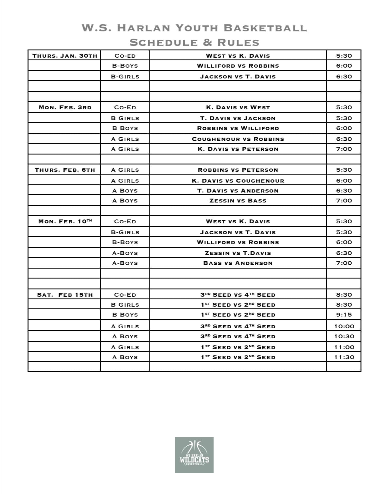 Basketball Schedule