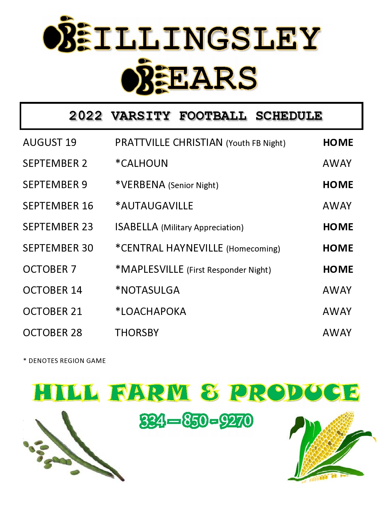 2022 Football Varsity Schedule