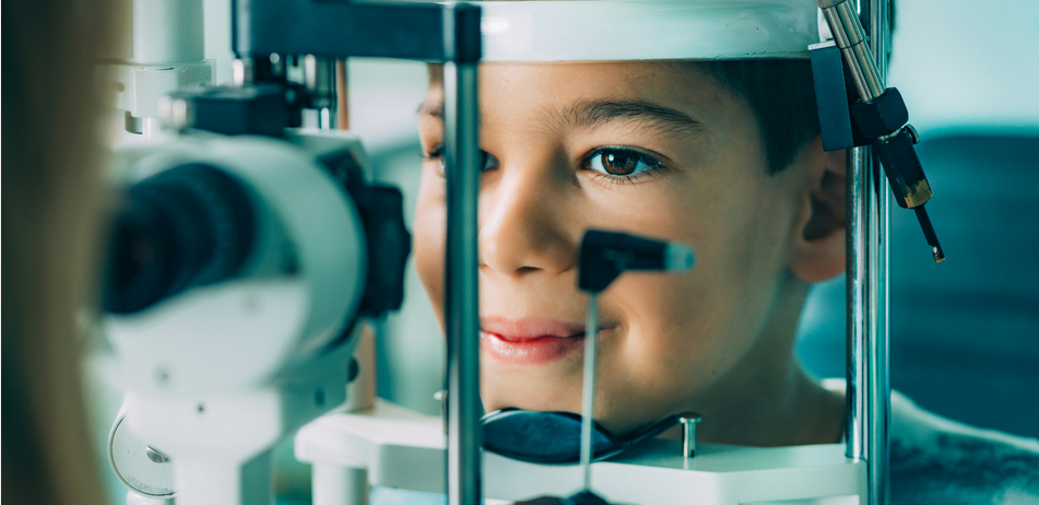 child getting eye exam