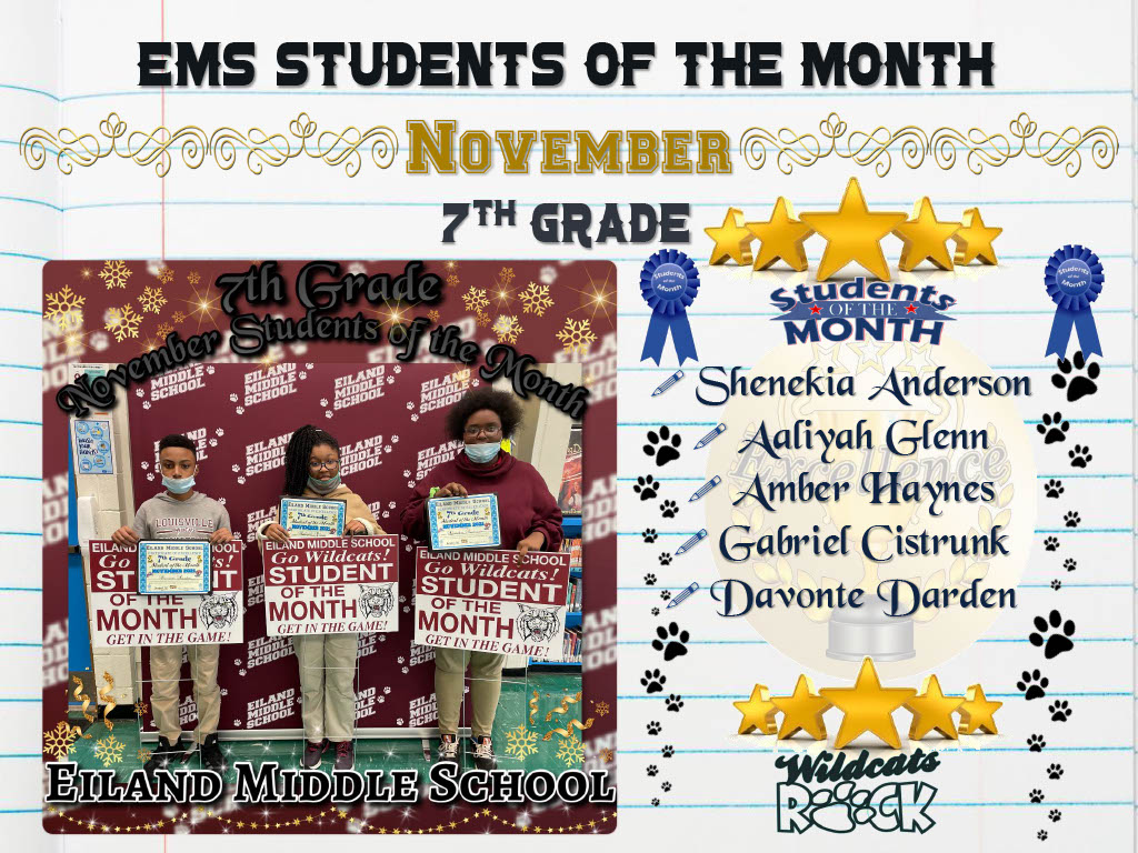 EMS November 7th Grade Students of the Month 
