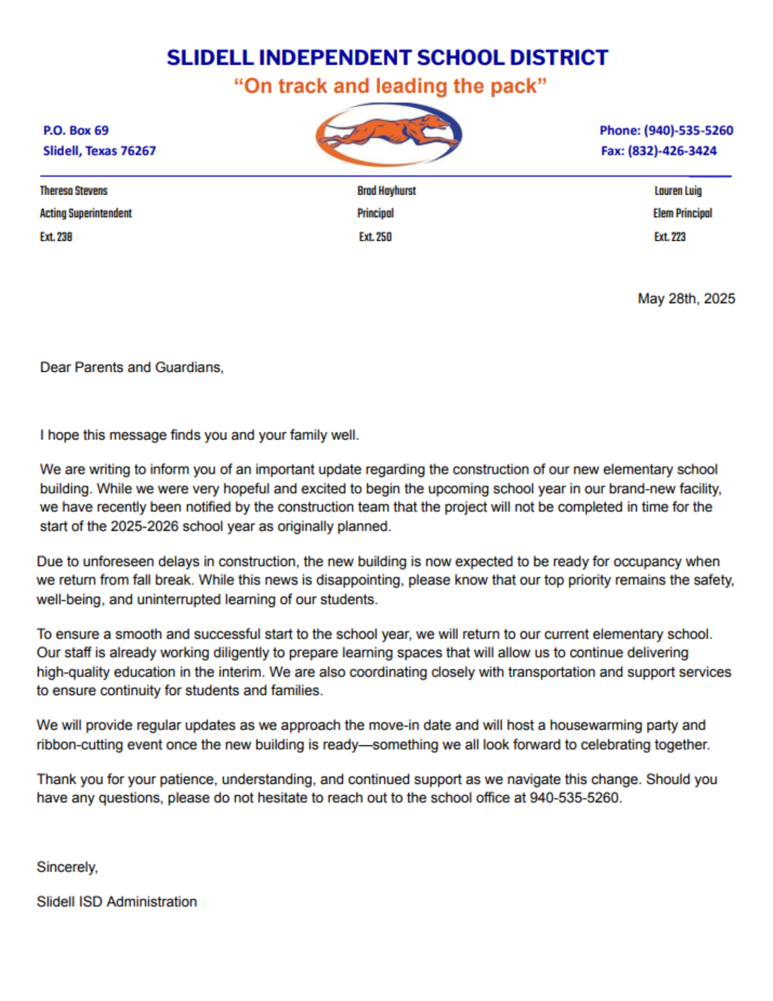 elementary construction update 