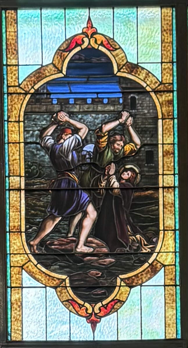 Stained Glass window Stoning of St. Stephen
