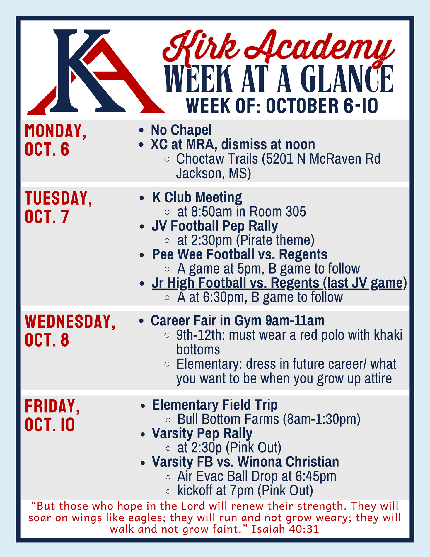 week at a glance