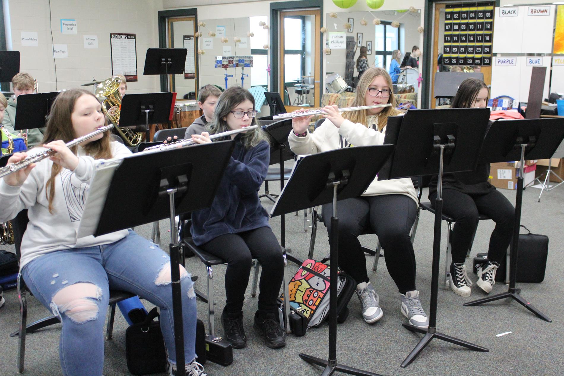 FCMS band students playing instruments
