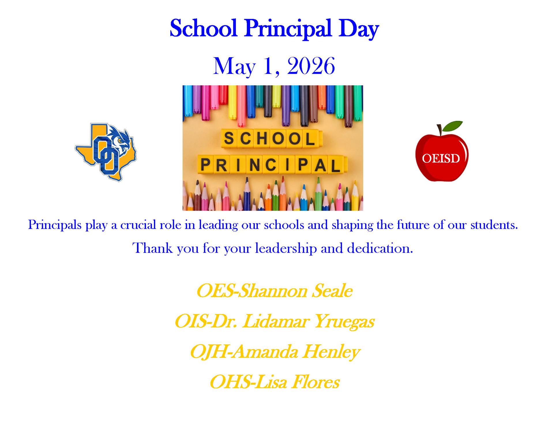 Principal Day Appreciation 2026 May 1, 2026