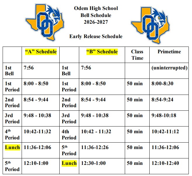 Early Release Schedule
