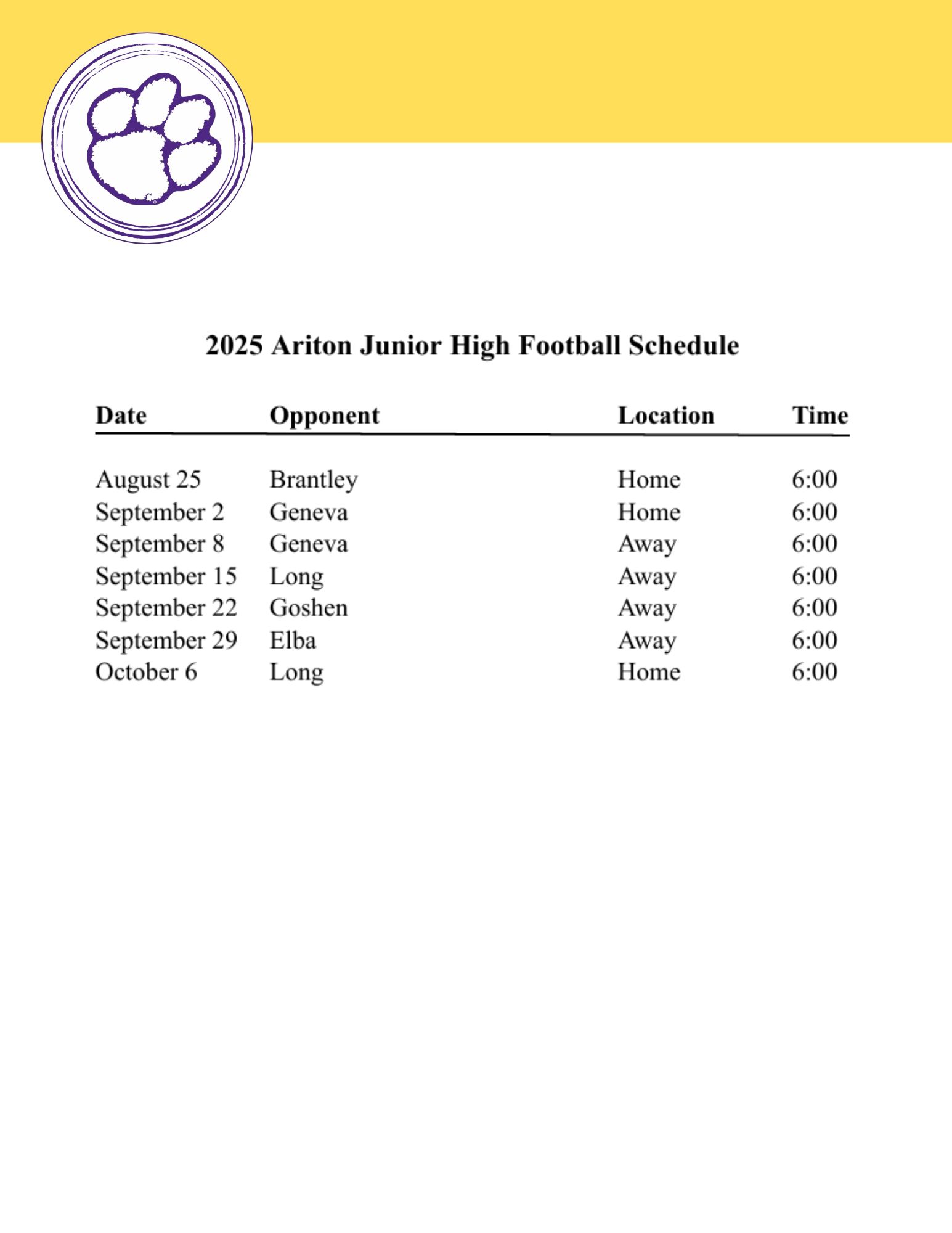 schedule
