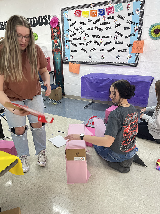 Students working on their altar