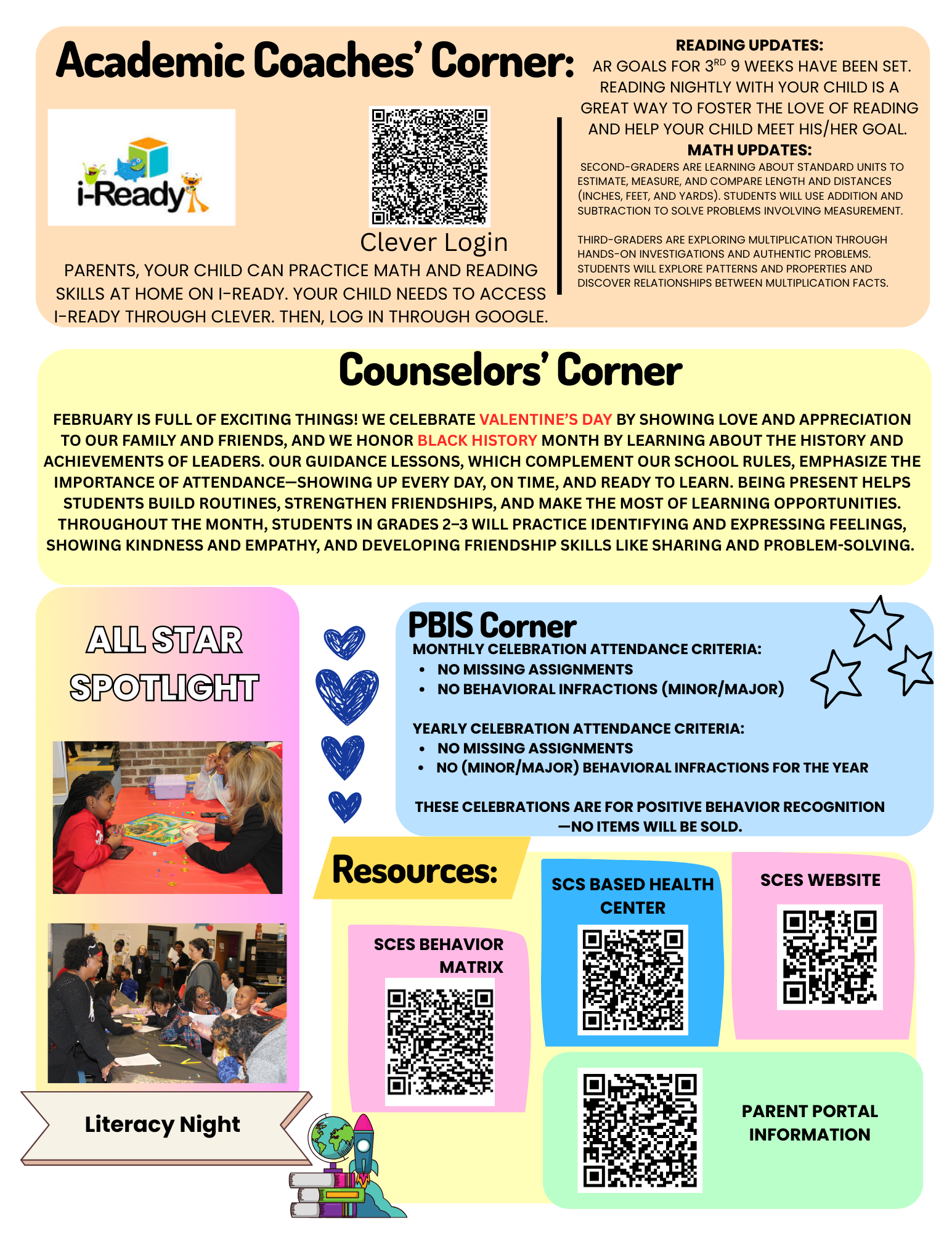 The second page of the Sumter County Elementary School February newsletter. 