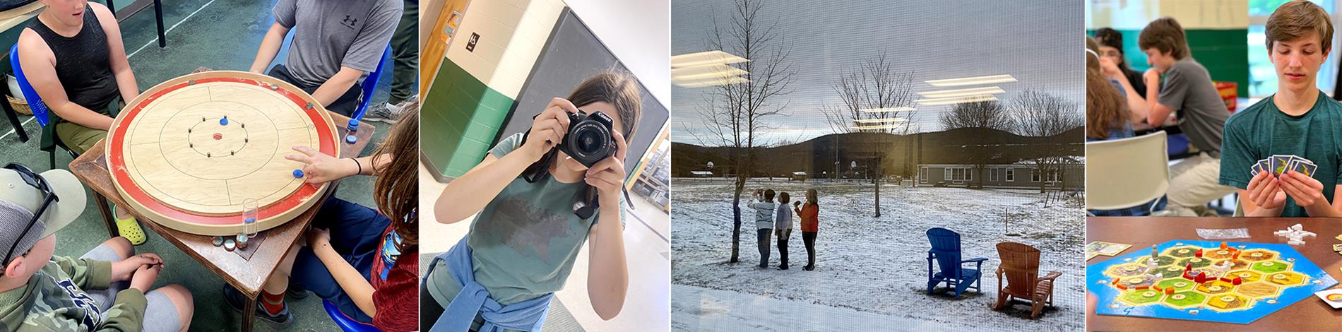 students participate in various clubs, including Crokinole, photography, and the board game Catan