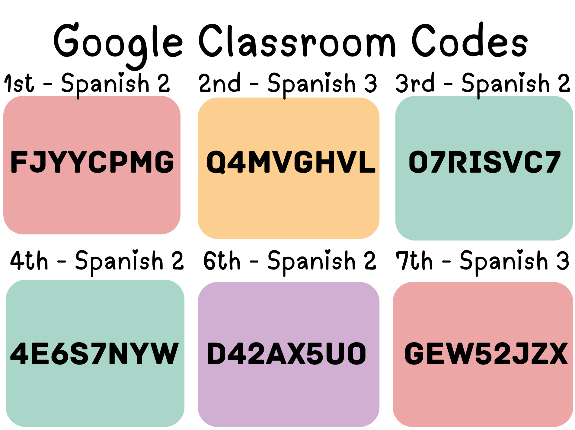 Google Classroom Codes
