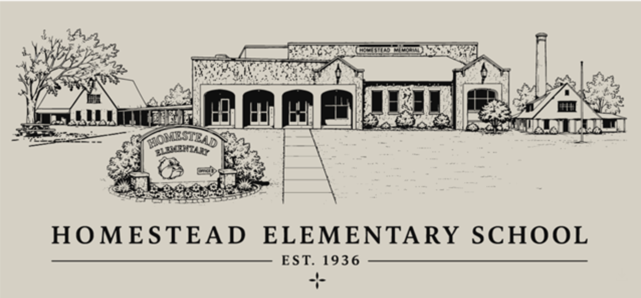 A drawn picture of Homestead Elementary School