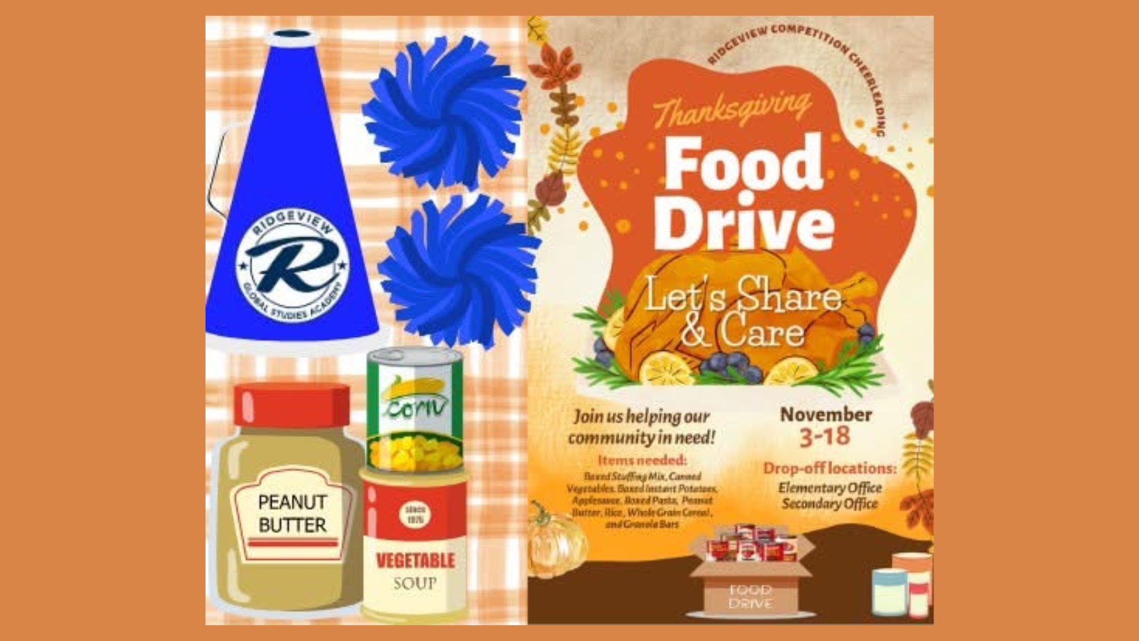 cheerleading food drive flyer