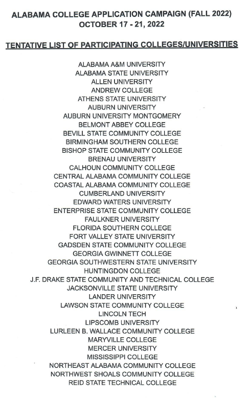 2022 Colleges Participating 