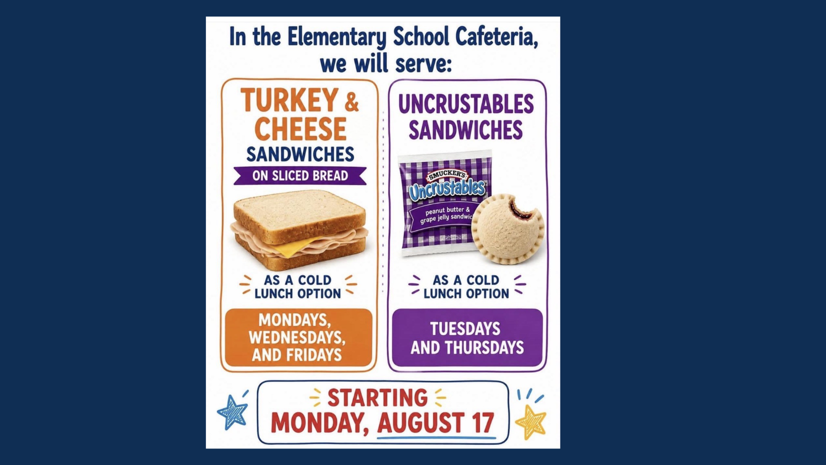 Cold Lunch Options Elementary