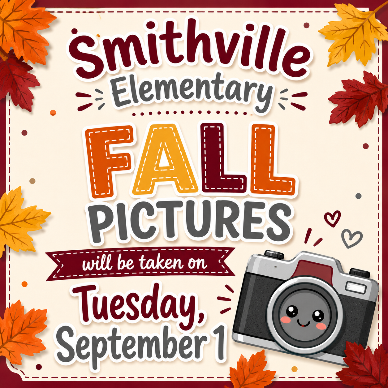 Fall pictures Tuesday, September 1.