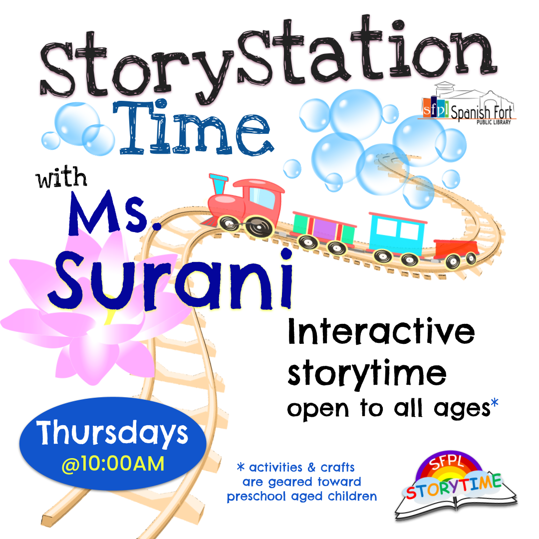 StoryStations Time with Ms. Surani Thursdays at 10:00 a.m. starting June 1, 2023