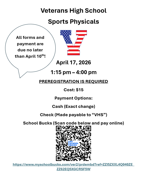 Sports Physicals - https://www.myschoolbucks.com/ver2/prdembd?ref=ZZI5ZXXL4Q040ZE_ZZ62EQ5XGCRSF5W Sports Physicals - https://www.myschoolbucks.com/ver2/prdembd?ref=ZZI5ZXXL4Q040ZE_ZZ62EQ5XGCRSF5W