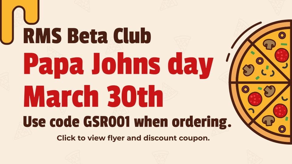 Info on Beta Club pizza fundraiser.