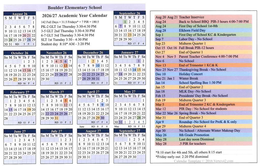 Academic Calendar