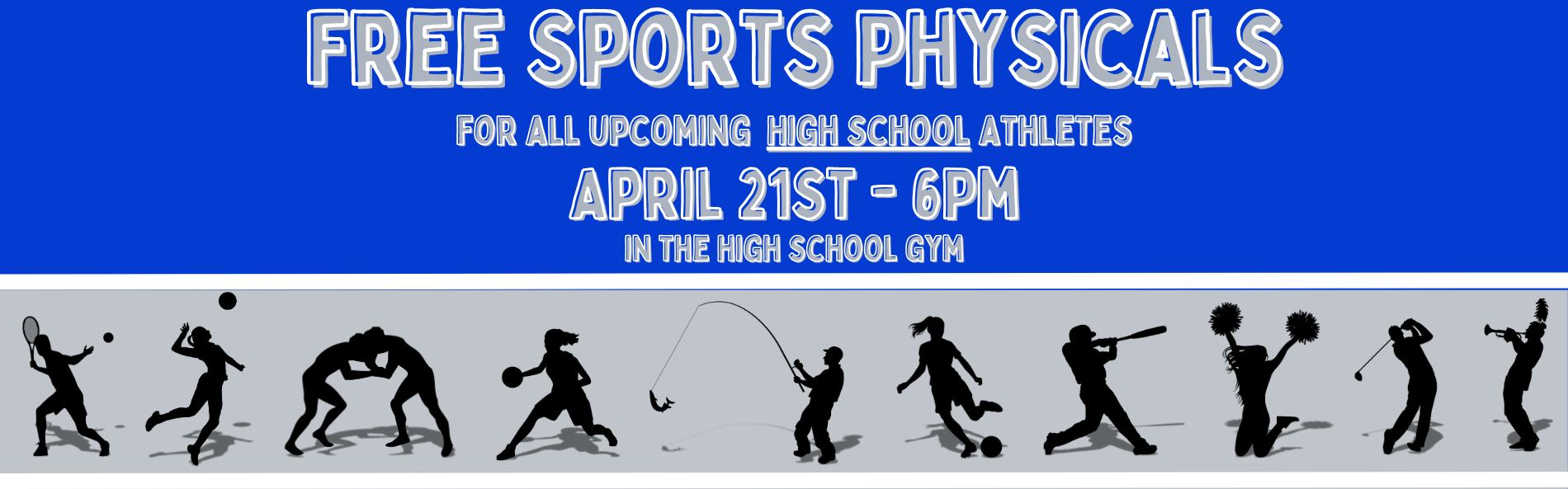 free sports physicals on april 21 at 6pm in the ths gym.