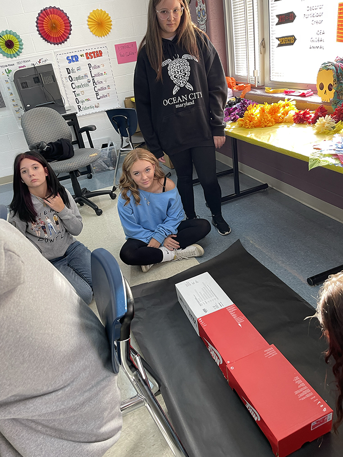 Students working on their altar