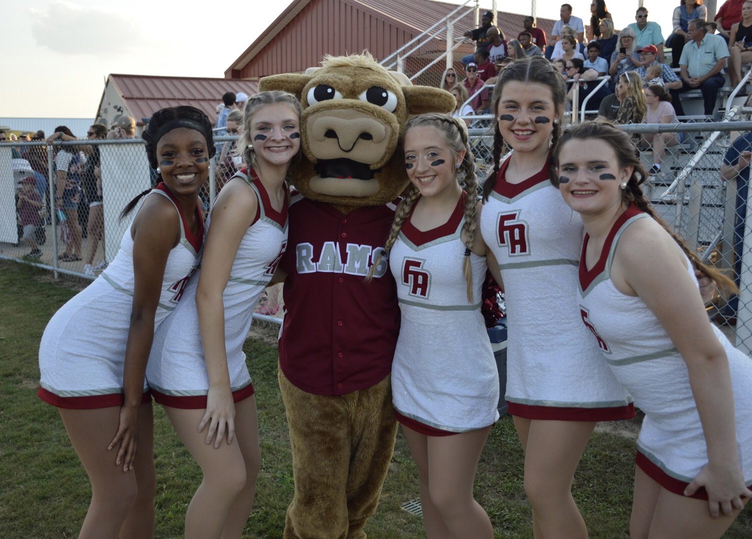 cheerleaders with mascot