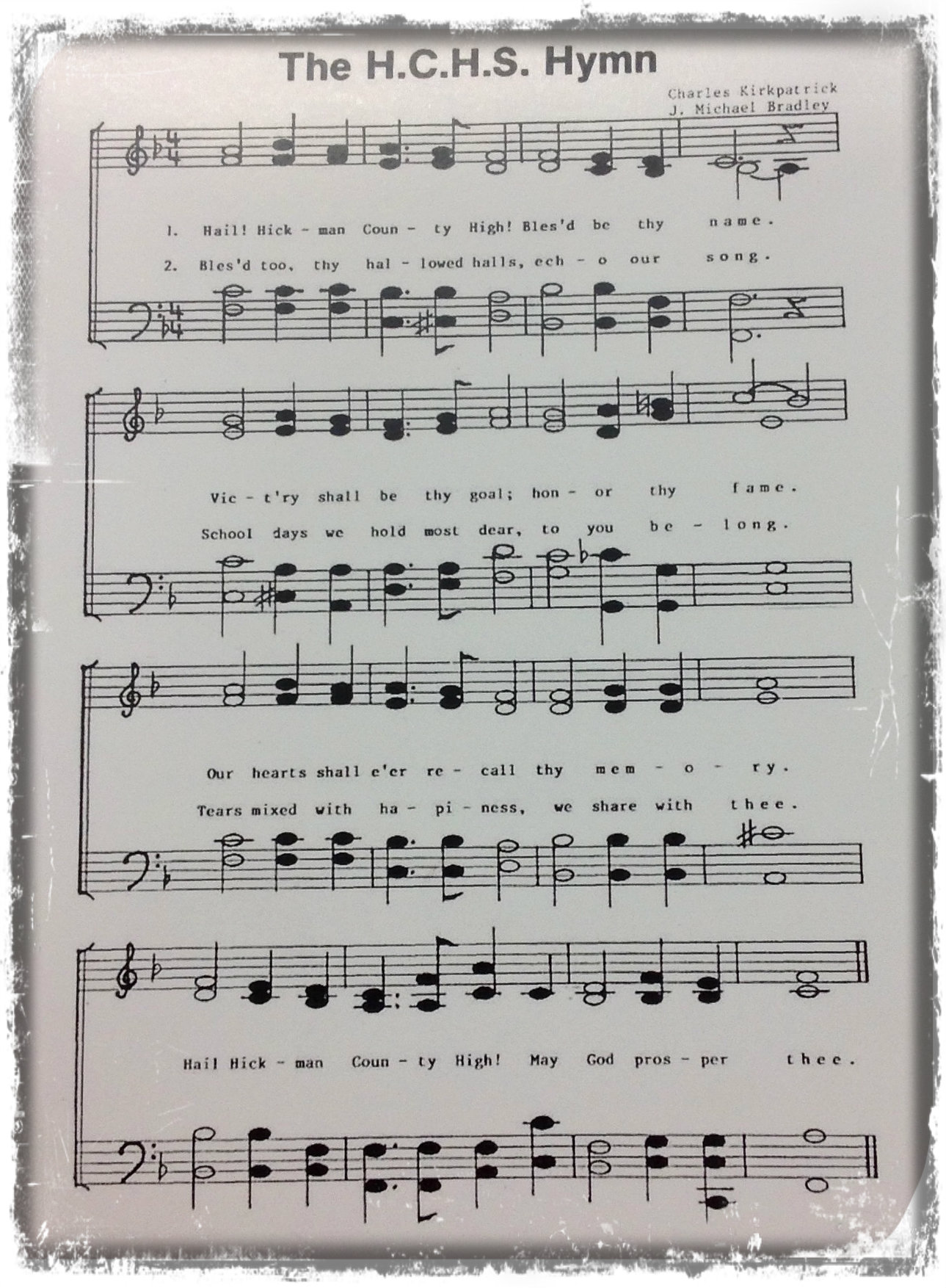 Music and Lyrics to the HCHS Hymn