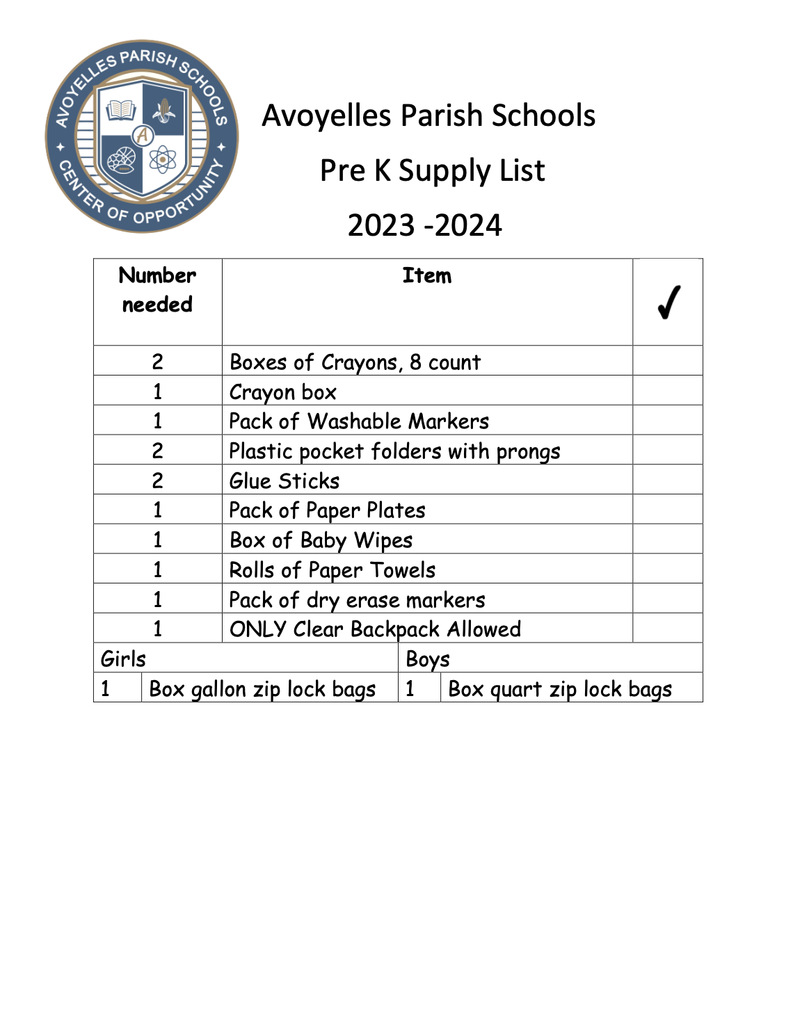 Supply Lists