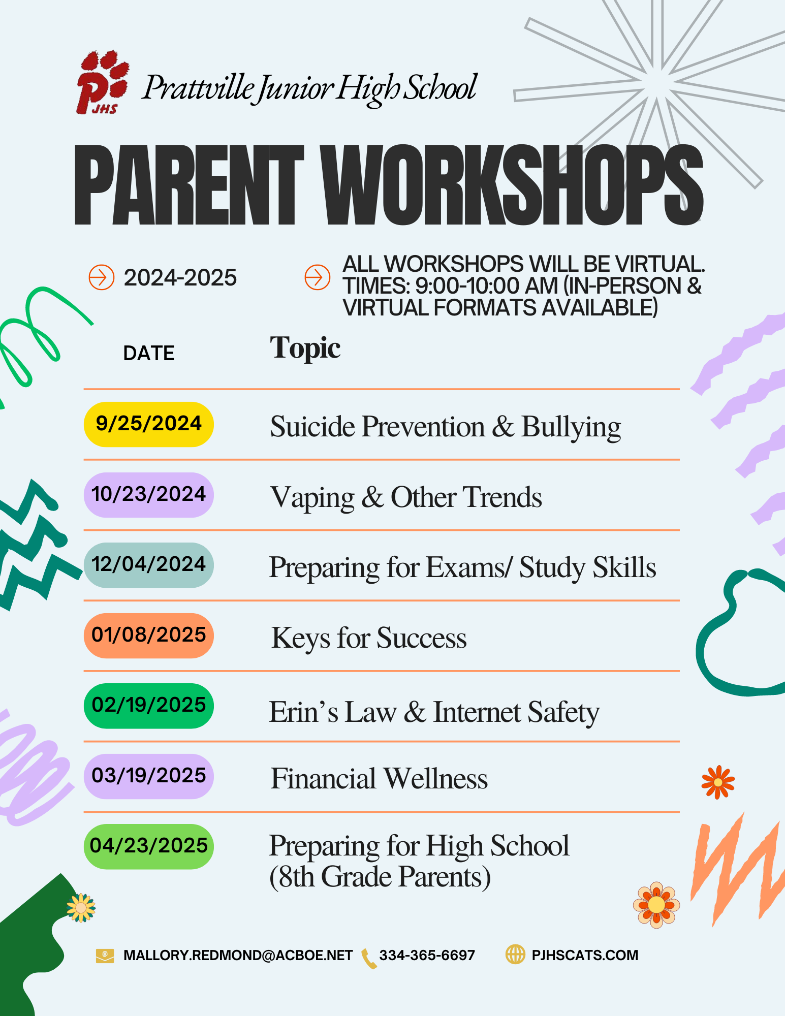 24/25 parent workshop list