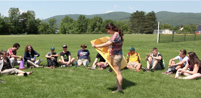 Advisory Class meeting in field