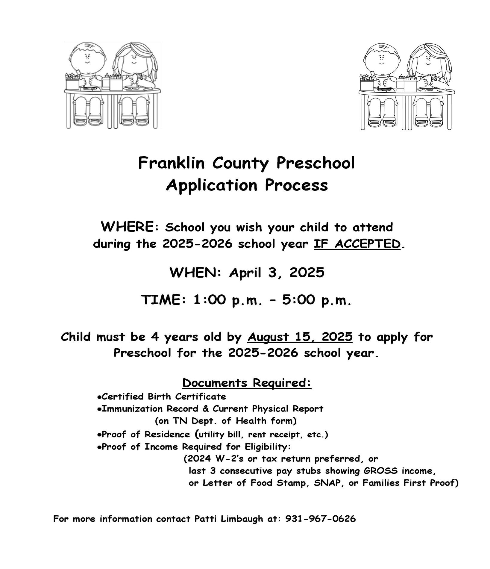 25-26 Preschool Application Information 