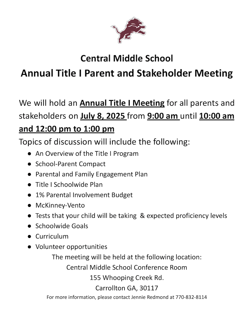 fy26  annual title I parent and stakeholder meeting