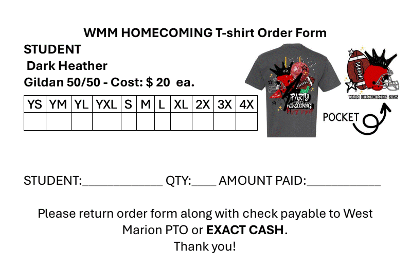 Homecoming T-Shirt Orders are open