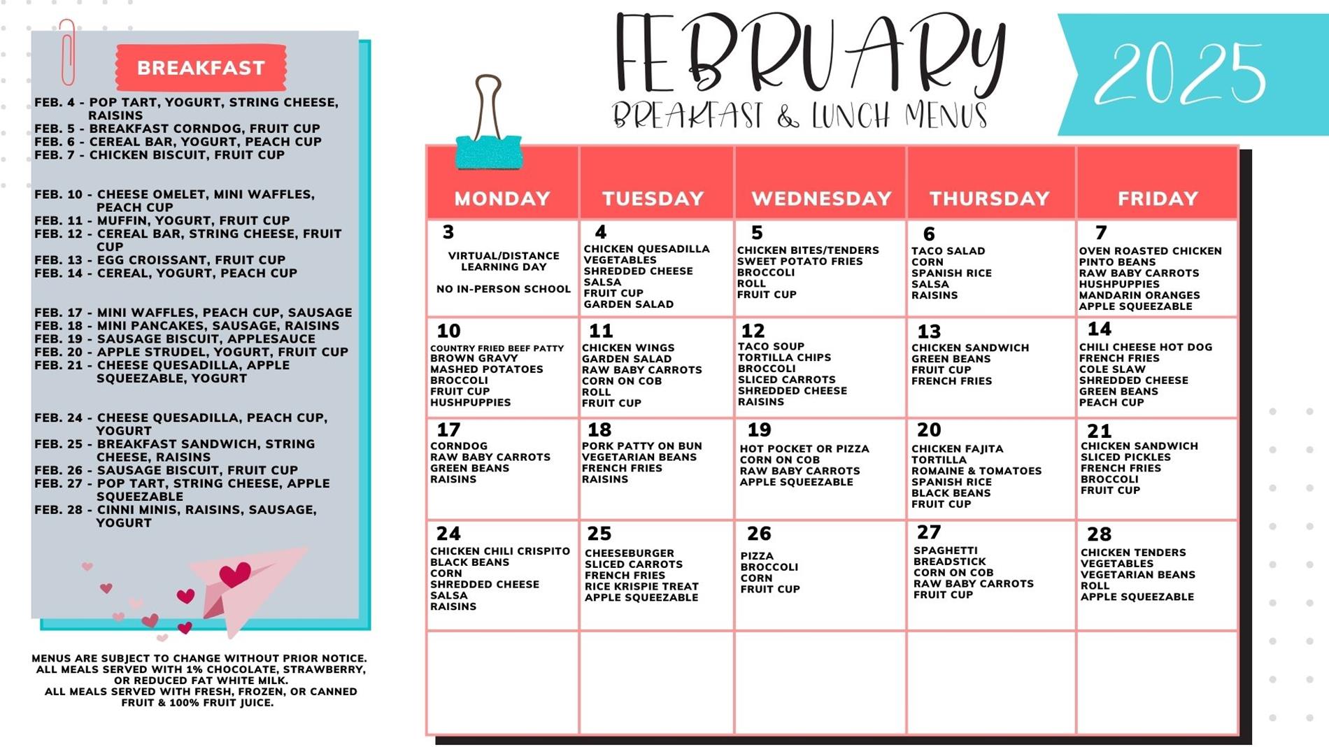 february menu