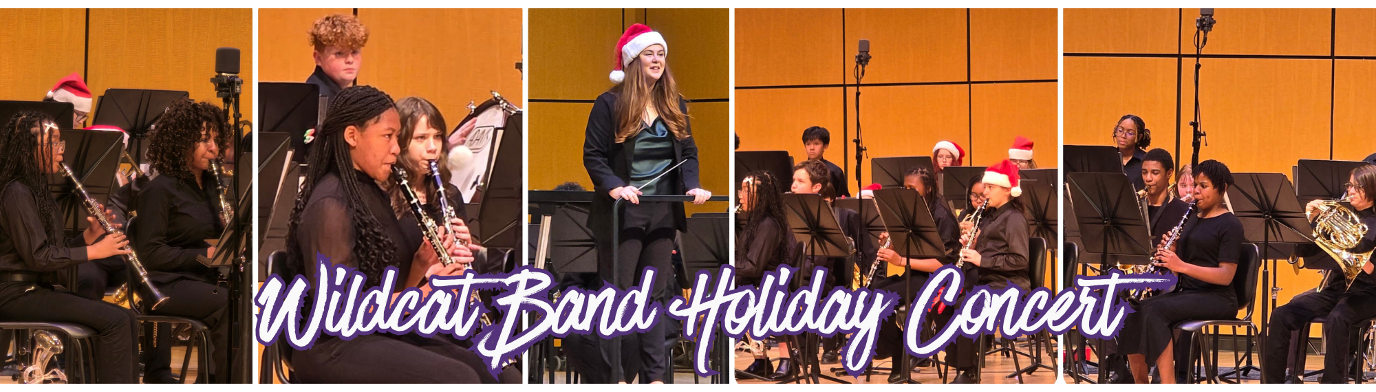 wildcat band holiday concert. pics of band students playing