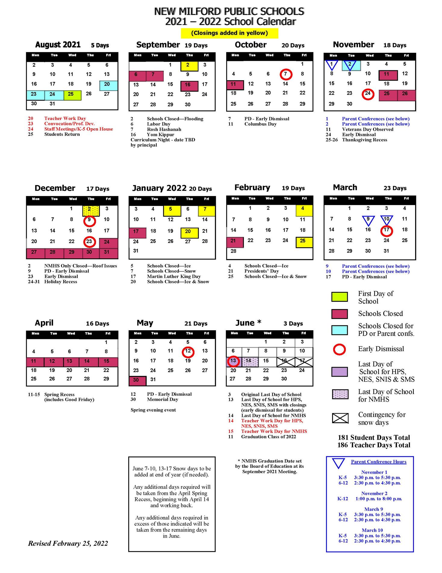 21-22 district calendar revised February 25, 2022 21-22 district calendar revised February 25, 2022