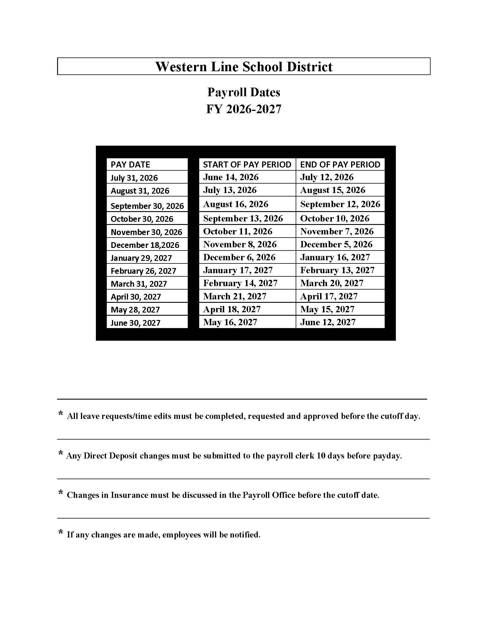 26-27 Payroll Dates