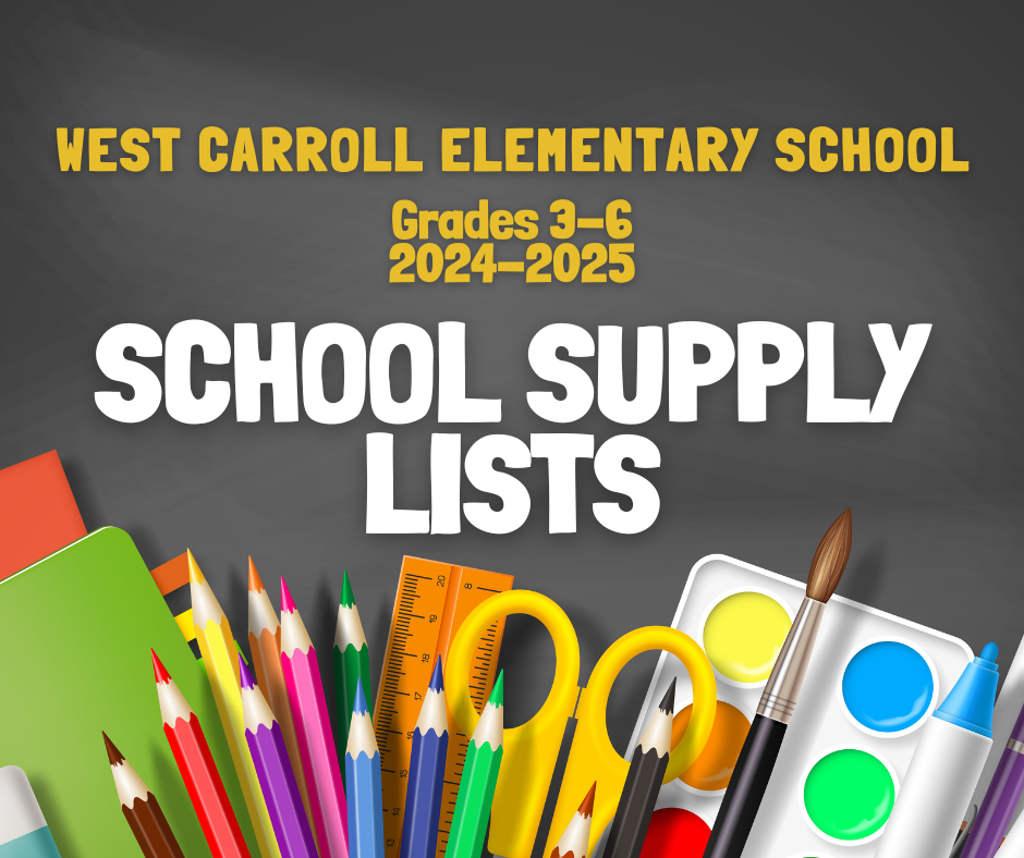 Get ready for Back-to-School! WCES School Supply Lists, for all WCES students grades 3-6, are attached.  