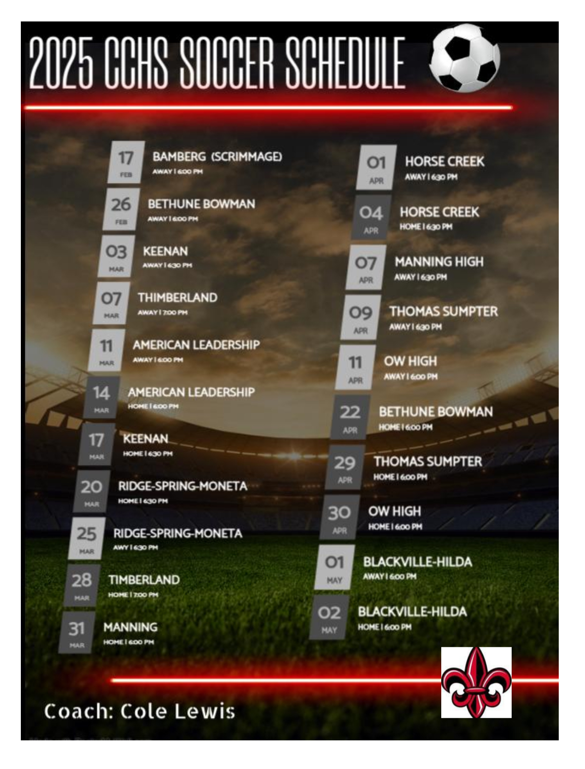 2025 Soccer Schedule